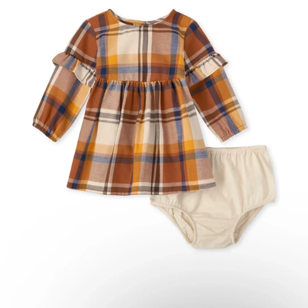 Baby Girl Plaid Long Sleeve Dress with diaper cover 3-6 months NWOT